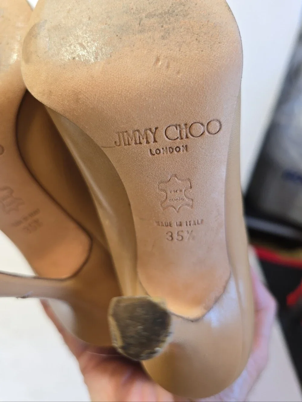 Jimmy Choo Stiletto Classic Pointed-Toe Knee-High Boot in Tan Size 35.5 Euro